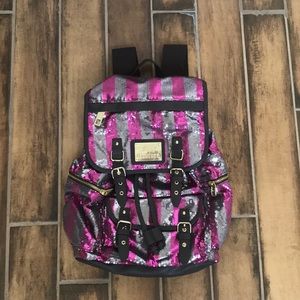 Juicy Couture Bags - Juicy Couture Pink Stripe Sequin Backpack NWT Juicy Couture Bags - Juicy Couture Pink Stripe Sequin Backpack NWT